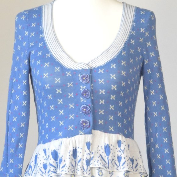 Anthropologie Moth Violet Shower Cardigan Knit Top Vintage 2007 Sz Small Unique - Picture 8 of 13